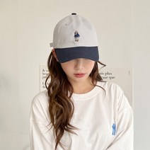 귀여운 베어 자수 투톤 볼캡