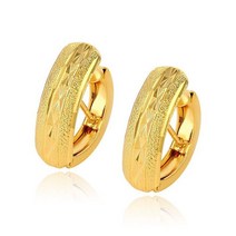 순금 링 귀걸이 여자 MxGxFam-순금 컬러 조각 후프 여성용 패션 주얼리 좋은 품질