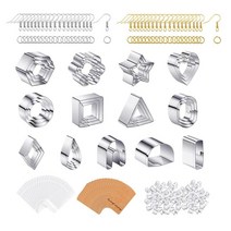 GHSHOP 쿠키 퐁당 케이크 굽기를 위한 폴리머 클레이 커터 DIY 귀걸이 커팅 금형, 패키지 크기 18x10x4cm, 스테인레스 스틸, 은