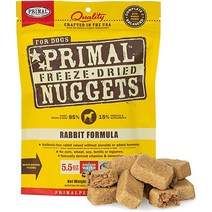 프리말 펫푸드 Primal 동결건조 사료 너겟 토끼 5.5온스 전체 균형 국자 건강한 곡물 무함유 생 Craf 강아지