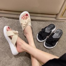 통굽 슬리퍼 키높이 미용실 오피스실 선생님 교사 회사 집 내부 리본, 230