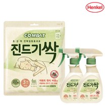 컴배트 진드기퇴치 진드기싹 스프레이 290ml x2개+진드기싹 시트(4개입)x1개, 1세트