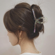 초콜리트쥬얼리 끌레르 오로라 투명 무광 홀로그램 올림머리 헤어집게핀 10color