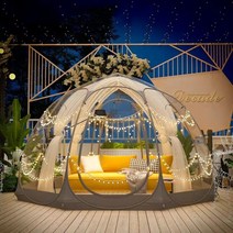 투명텐트 원형 원터치 천막 테라스 캐노피 우레탄 바람막이 돔쉘터 쉘터 보온, 그레이 2.8/2.8/2.05M 6각