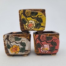 [할인]다육이 화분 jak-03-flower piece(3개 색상세트), 3개세트