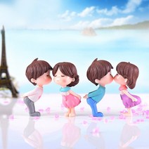 설레는 커플 캐릭터 미니어쳐 가든 피규어 원예장식, 설레는커플 화이트