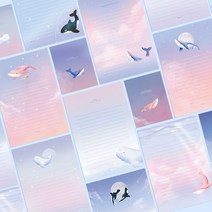 [옐로우.C]_1000고래의꿈편지지(랜덤발송) 예쁜 1000달룡이 귀여운 세트 군대 캐릭터 공캐릭터 꽃편지지 룡이 플라워 무늬_[옐로우.C], 옵션없는상품입니다, 옵션없는상품입니다