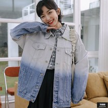 가바바 여성 청자켓 청량한 그라데이션 오버핏 귀여운 캠퍼스룩 데님자켓 G58498