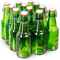 11 oz. Green Glass Grolsch Beer Bottle - Airtight Seal with Swing Top/Flip Top - Supplies for Home B, 1