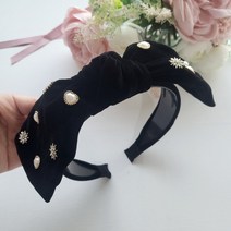 와이어왕리본 벨벳 보석 진주포인트 헤어밴드(자체제작)