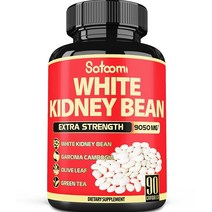 순수 화이트 강낭콩 추출물 탄수화물 차단제 캡슐 - 6가지 허브 성분 9050mg 상당 - 3개월 동안 비건 캡슐 90개