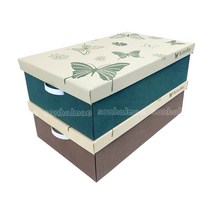 패브릭 리빙박스 옷 정리 보관함 부직포정리함 낮은형, 그린