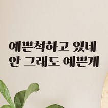 어썸투데이 레트로 레터링 스티커 예쁜척하고 있네 안 그래도 예쁜게 LG-003A, LG-003, 검정
