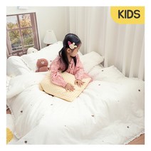 [에어룸] 키즈 오가닉 순면 자수 차렵이불+베개커버세트 (3colors)