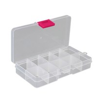 Clear Plastic Storage Box 10 밀봉 뚜껑 뚜껑 컨테이너 케이스 소형 보석 링 알약 다색 조직 주최자 홀더를위한 구획, 빨간색