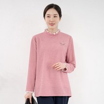 모슬린 엄마옷 셔링 플라워 긴팔 티셔츠 ETS202119 마담 미시옷 중년여성의류 빅사이즈 50대 60대여성옷