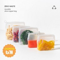 생활백서 제로웨이스트 실리콘 지퍼백 500ml 6개 /스탠딩 지퍼팩, 단품