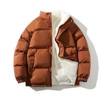 남성용 루즈핏 플리스 파카 겨울용 재킷 무지 스탠드 칼라 여성용 스트릿웨어 패션 빅사이즈