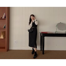 르펜디 벨트 브이넥 롱 원피스