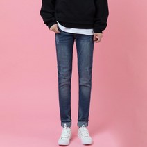 라템 남성용 스판 슬림 일자 기모안감 남자 청바지