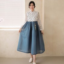 민한복 멜로디 여성 계량 철릭 원피스 여자 개량 퓨전 허리 치마 드레스 생활한복