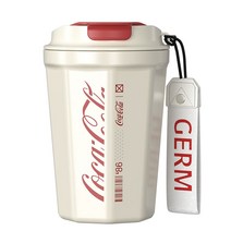 Germ 코크 로고 캐주얼 스트로우 휴대용 콜드컵, 화이트, 390ml