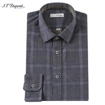 (S.T듀퐁 셔츠)-2022 FW신상- 슬림핏 코듀로이 빅체크 그레이 긴팔 셔츠 SE2FM21LS334SGY