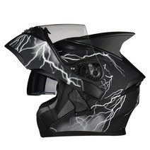 Ai Shi 헬멧 남녀 전기 오토바이 기관차 오픈 페이스 안전 블루투스 성격 여름, 라이트닝화이트미러/혼버전