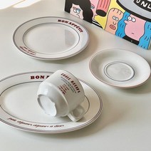 브런치 오벌플레이트 프렌치 레터링접시 치즈플레이트, 10인치 오벌플레이트