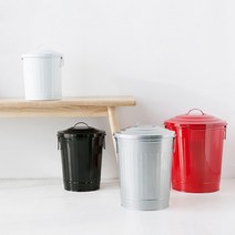 마켓비 CESTINO 휴지통 철제 스틸 다용도 수납함 쓰레기통 뚜껑있는 분리수거, 12L 실버, 1개