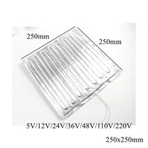알루미늄 호일 난방 패드 250x120mm 5V 12V 24V 220V 전기 히터 매트 시트 플레이트 접착제 방수 3D 프린터 냉장고, [03] 24V, [11] 250x250mm