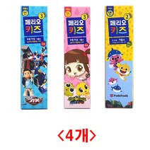 (디앤티) 3단계치약 유치원치약 어린이집치약 헬로카봇 신비아파트 핑크퐁, 핑크퐁 청포도향75g치약 2단계 4개