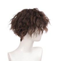 20대 남자 패션가발 군인 장발 웨이브 히피펌 통가발, 다크브라운