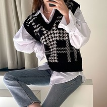 라라벨 여성 베이직 하운드 니트 조끼 베스트 브이넥
