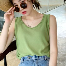 박시 나시 배 가림 나시 여 아우터 니트 민소매 티셔츠 이너 탑 하늘비즈 D352A401