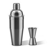 LUCKYGOOBO 더블 계량 지거가 있는 칵테일 쉐이커 18/8 스테인리스 스틸 680.4g(24온스) 마티니 세트 음료 셰이커 내장 여과기 바텐더 키트. (블랙), Black