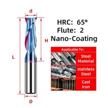 텅스텐 스틸 엔드 밀 CNC 카바이드 24 플루트 나노 코팅 선반 드릴링 및 밀링 절삭 공구 HRC455565, 163.d4xD4x20x100L - HRC65 2F