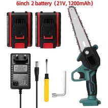 미니전기톱 목공 테이블톱 합판재단기 휴대용 전기 가지 치기 톱 충전식 전기 톱 한 손으로 전기 톱 정원 로깅 미니 닦았 전기 체인 톱, 6인치 2배터리, 유럽 ​​연합