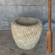 떡 절구 절구통 돌절구 떡매 대형 전통 석재, 직경 50cm 망치 포함