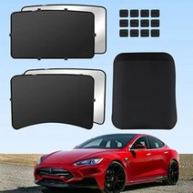 Erivis Fit Tesla Model 3 2021 Roof Sunshade Mesh Sunroof Cover Sun Shade UV 및 단열 필름이있는 3과 호환 가능-4 개, 2021 모델 3에 적합, 검은색