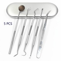 가정용 스케일링 치석제거기 셀프 치과 미백 도구 구강 치료 키트 스테인레스 스틸 치아 청소 세트 치석 제, 5개