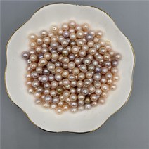 천연 담수 진주 진주알 진주 비즈 재료 목걸이 팔찌 의류 가방 장식 DIY 만들기, 5-6mm/130알, 혼채 50g 구멍있음