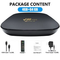 위성안테나 tv수신기 tv안테나 V88 미니 TV 박스 안드로이드 12 Allwinner H3 쿼드 코어 2.4G WIFI 4K 셋톱 박스 H.265 극장 미디어 플레이어 1GB, 중국_Eu 플러그 | 4기가바이트 64기가바이트