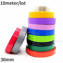 10M PVC 열 수축 튜브 30mm 18650 리튬 배터리 필름 랩용 다양한 색상 케이블 슬리브 피복 팩 커버, Width 30mm x 1Roll, 파란