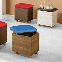 윤성퍼니쳐 인조가죽 수납 의자 스툴 식탁의자 화장대의자, 엔틱_블랙 인조가죽