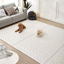휴팡 애견매트 12T 양면PVC 애견매트 사각 140 X 100cm, 헤링본 화이트