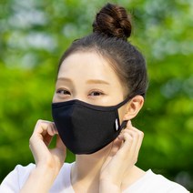 아이프리 여름용 필터교체형 쿨패드 풍기인견 마스크, 블랙