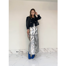 레더 H라인 롱 스커트