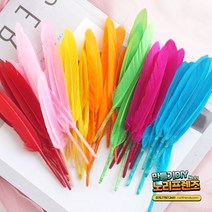 거위깃털 대형 꾸미기재료 인디언 만들기 부자재 칼라깃털, 주황 100개