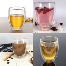 이중 유리컵 350ML 홈카페유리컵 홈카페컵 내열유리잔
